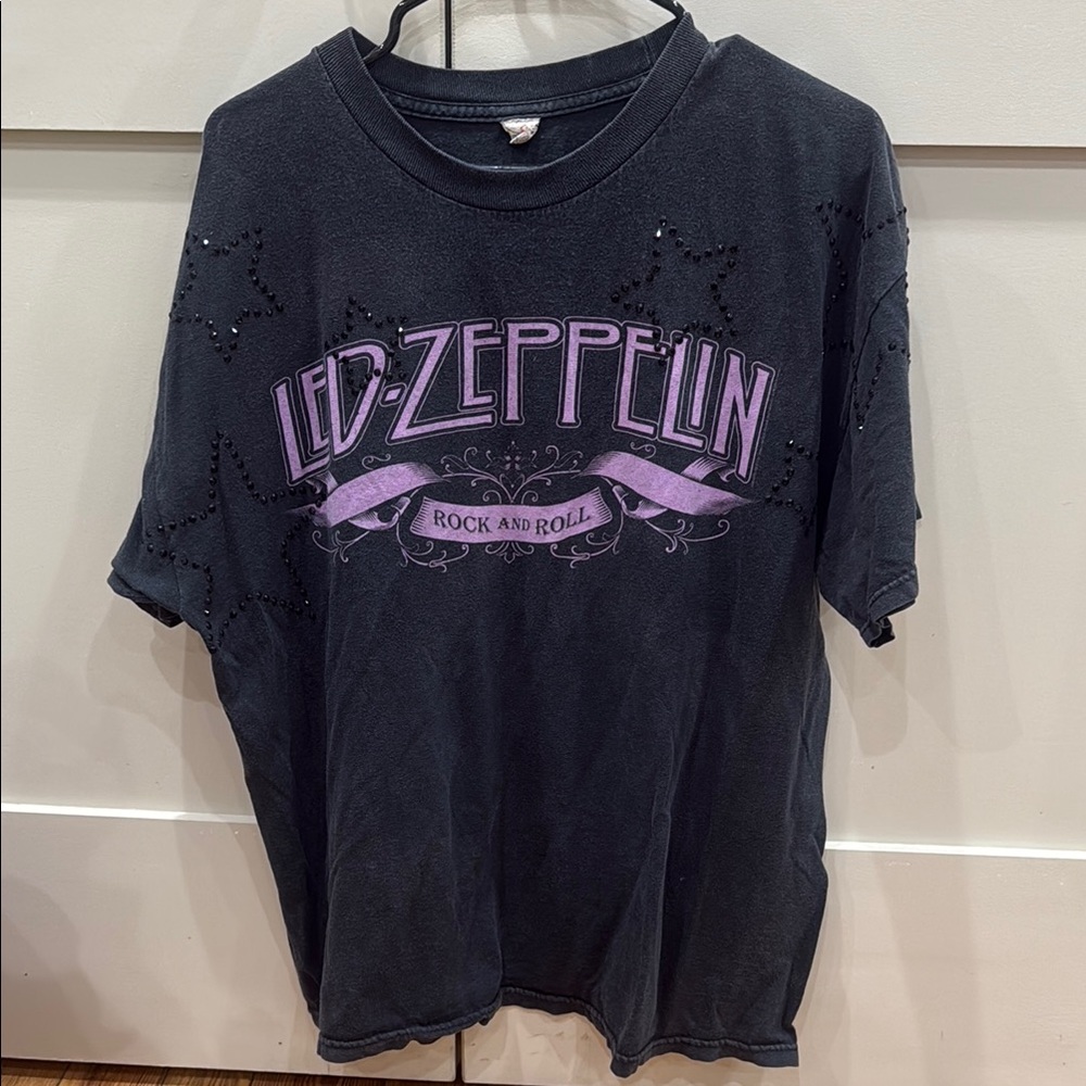 Led Zeppelin Black T-Shirt with Purple Graphic